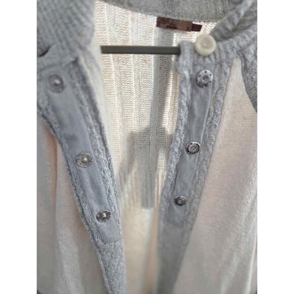 prAna Sunday River Long Cardigan Sweater Gray Cream Knit Coatigan Size Small - Picture 6 of 10